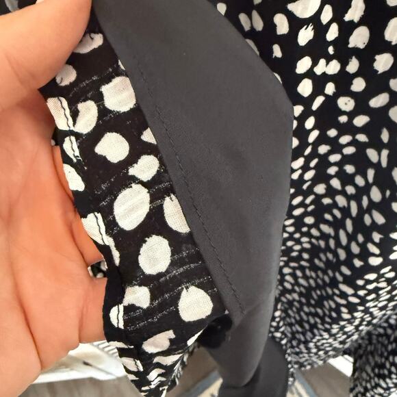 LOFT NWT Women's XL Polka Dot Black White A Line Midi Skirt Elastic Waist Lined - Picture 10 of 13